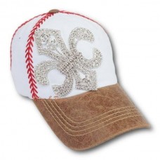 Olive & Pique NWT Rhinestone Bling Fleur de Lis Baseball Stitch Hat  eb-14389919